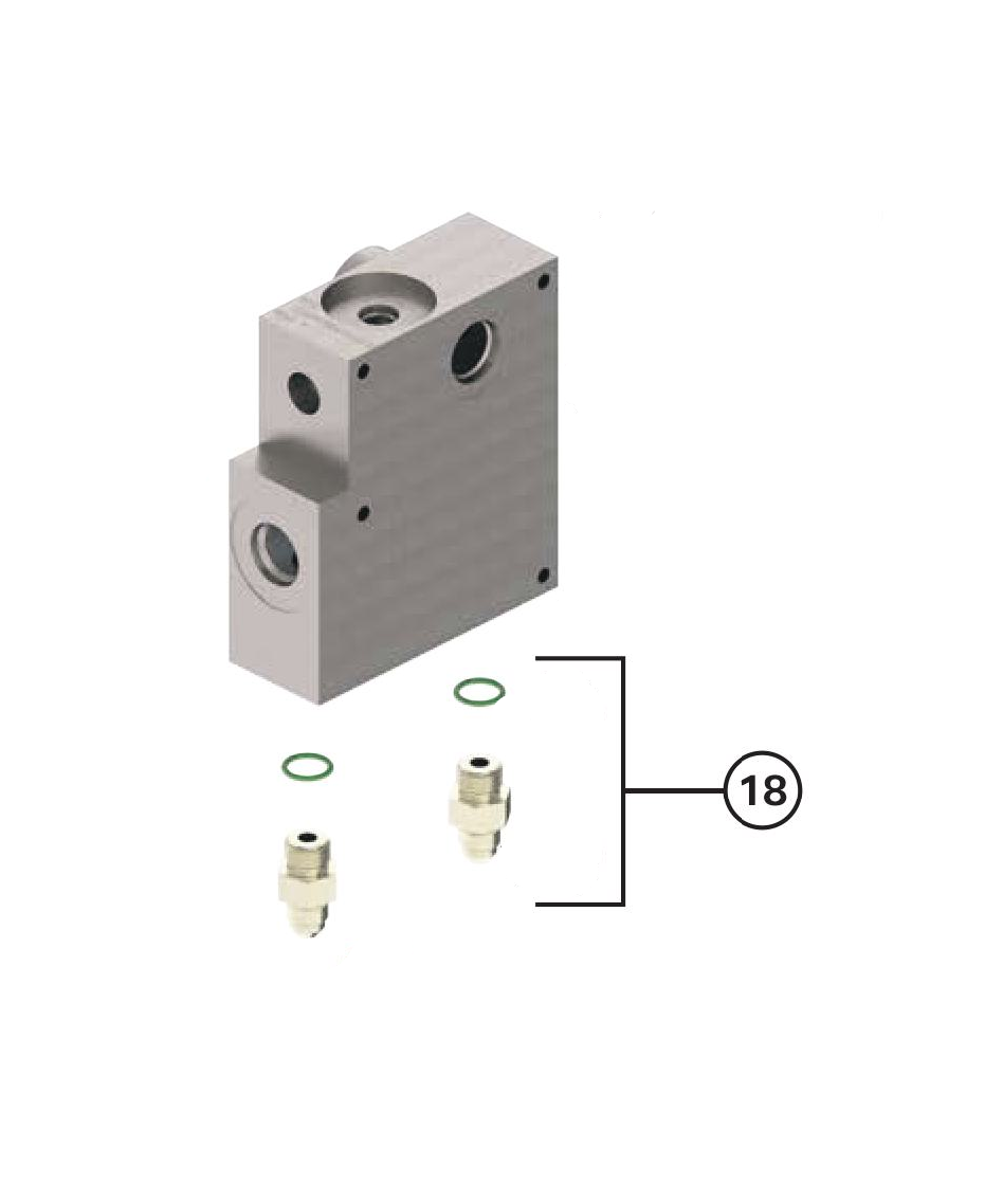 Переходник JIC 5 - 3/8 NPT, сторона "А" (включает №19) (комплект из 2 шт) (№18)
