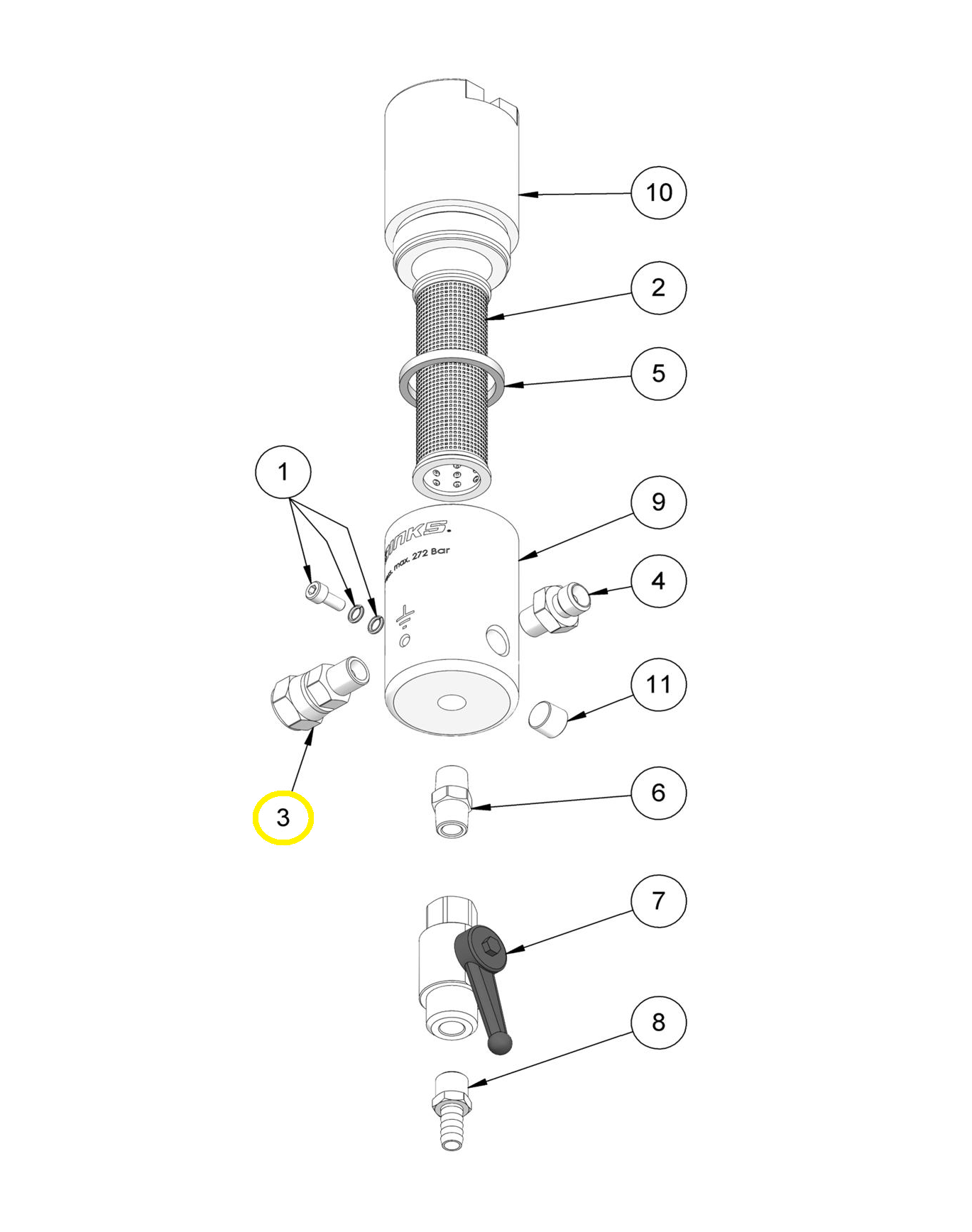 Поворотное соединение 3/8" BSP (рис.3) Блоки и модули для установки MXL1231 фильтр высокого давления