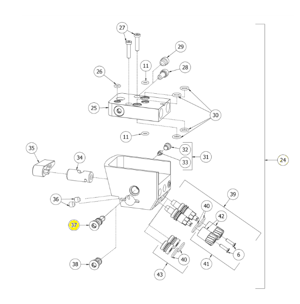 Длинная заглушка для подачи воздуха (№37) для краскопультов Binks DVXA