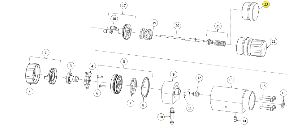 Фиксированный корпус (№23) для краскопультов Binks DVXA