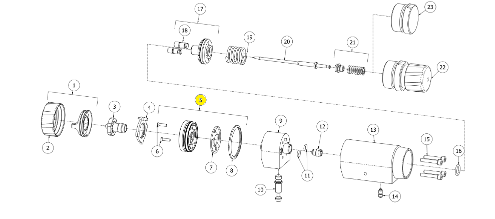 Комплект распылительной головки (№5) для краскопультов Binks DVXA