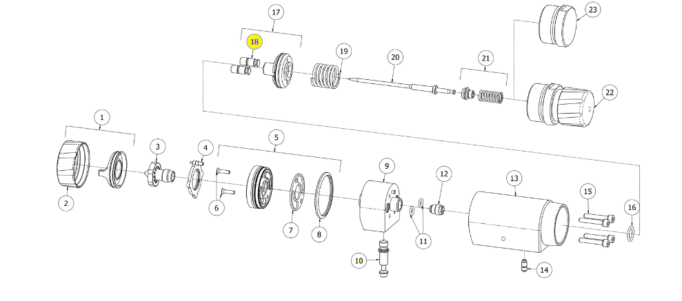 Поршень воздушного клапана (комплект из 2 шт) (№18) для краскопультов Binks DVXA