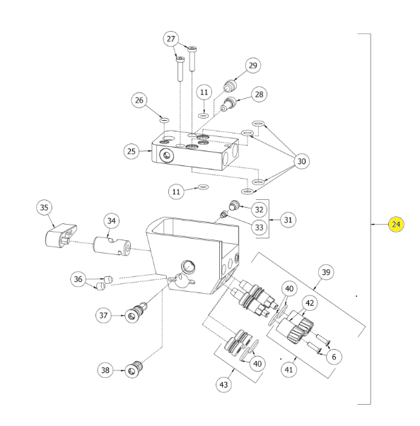 Сборка коллектора NPS (№24) для краскопультов Binks DVXA