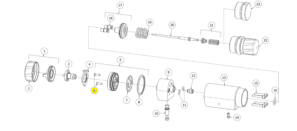 Винт (комплект из 4 шт) (№6) для краскопультов Binks DVXA