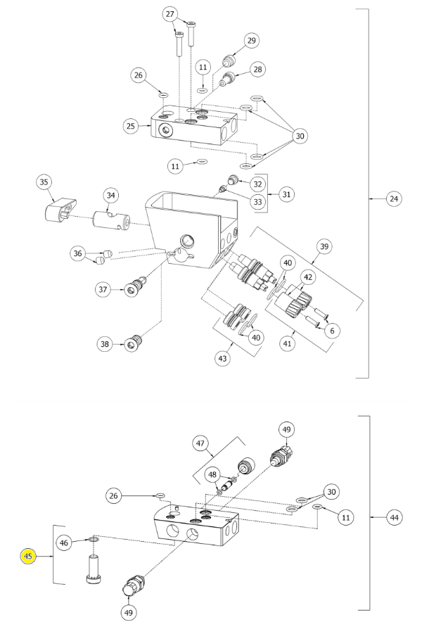 Зажимной винт (комплект из 2 шт) (№45) для краскопультов Binks DVXA