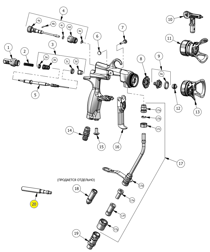 Инструмент для сборки воздушного клапана  (№20) для краскопультов Binks TROPHY AA4400 AIR-ASSIST