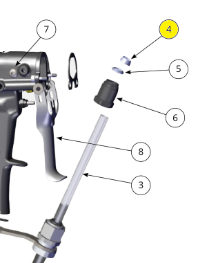 Компоненты ручки: передний зажим 1/4 дюйма – 05 is номер детали (№4) для краскопультов Ransburg APPLICATOR 81520 RFXw