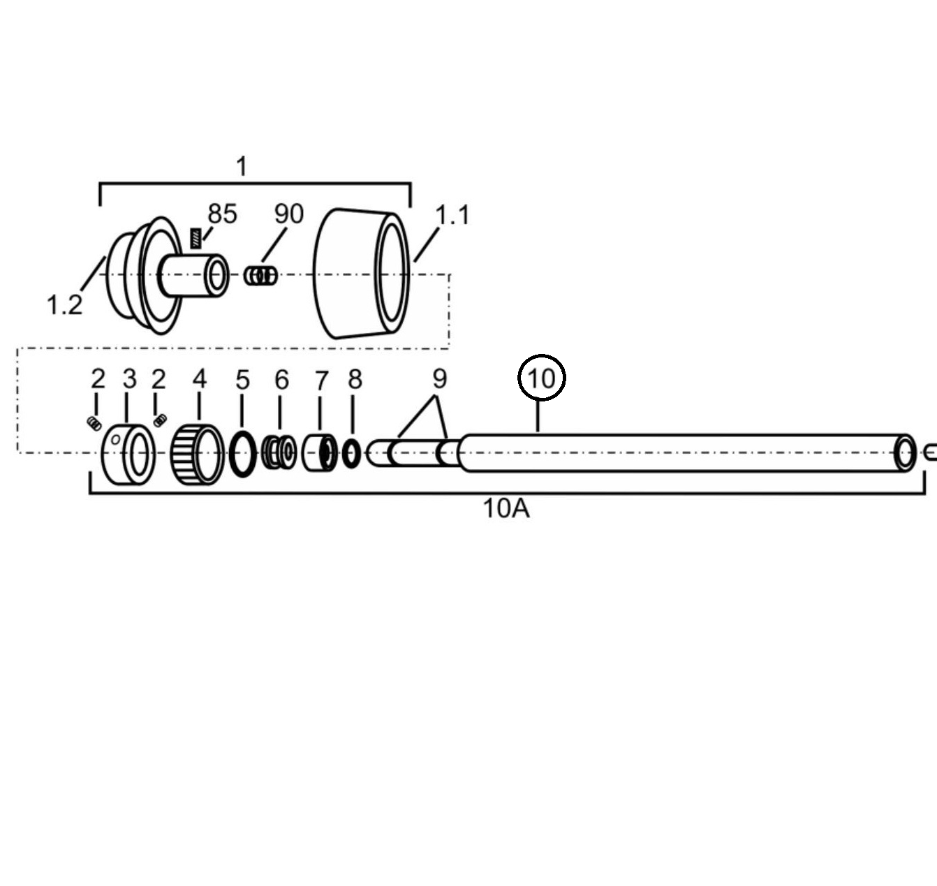 Приводной вал (№10) для краскопультов Ransburg Мобильная установка NO-2-501A