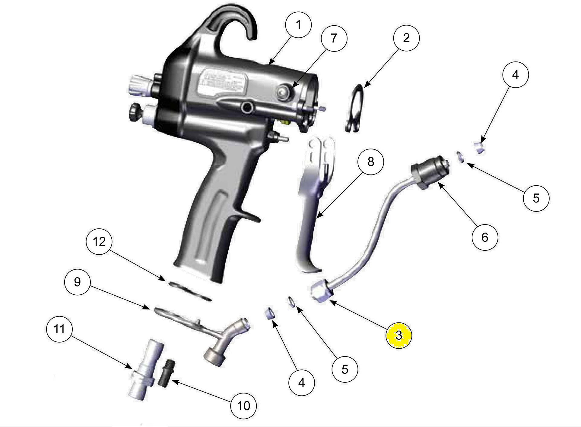Компоненты ручки: гайка, шестигранная, нейлоновая.1 (№3) для краскопультов Ransburg Ransflex 81545 RXQ