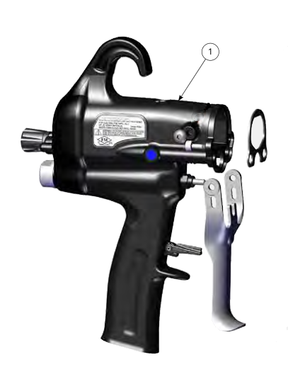 Сборка рукоятки и задней крышки содержит детали 19, 20, 21, 22 и 23 (№18) для краскопультов Ransburg RansFlex RX 80885